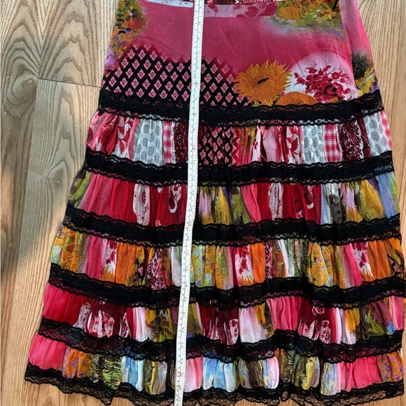 Colorful Floral and Black Lace Women's Skirt - Picture 4 of 7